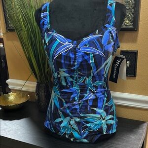 NWT Maxine Blue and Black Patterned Swimsuit